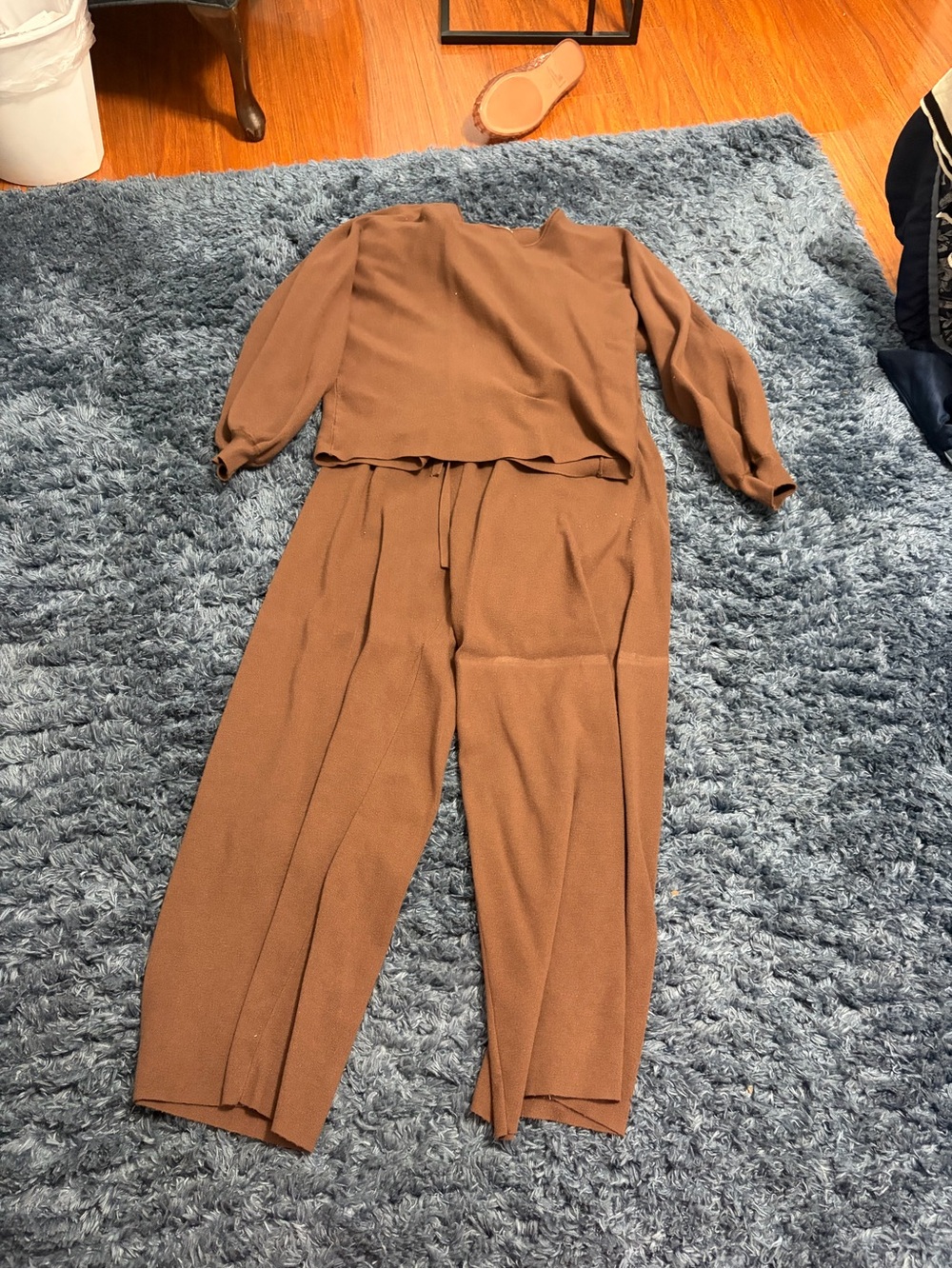 Women's Brown Knit Pull-On Pants & Top Set